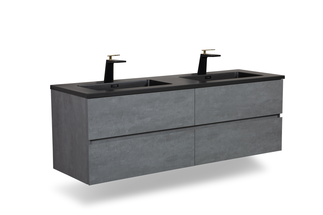 TONA EDI Floating Vanity with Black Quartz Countertop