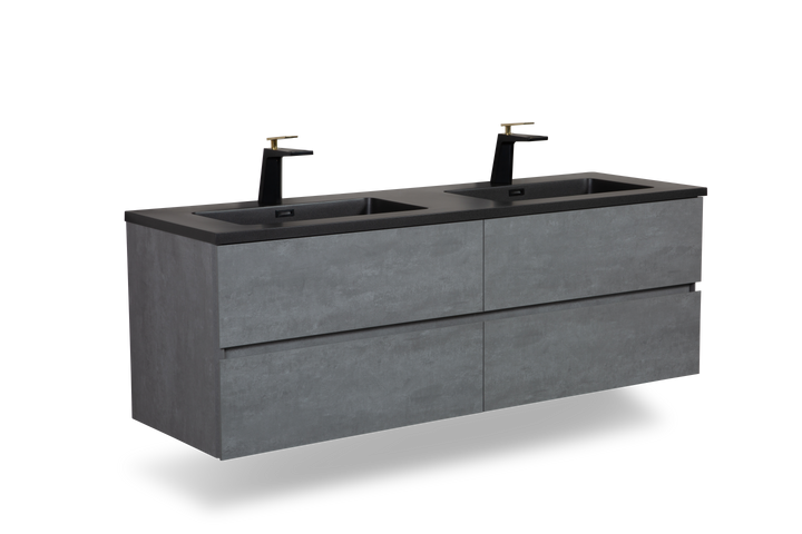 TONA EDI Floating Vanity with Black Quartz Countertop