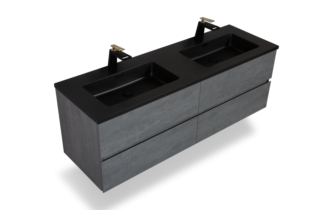 TONA EDI Floating Vanity with Black Quartz Countertop