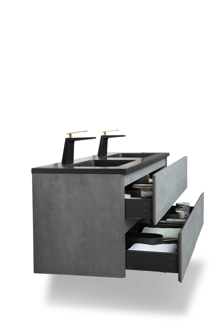 TONA EDI Floating Vanity with Black Quartz Countertop