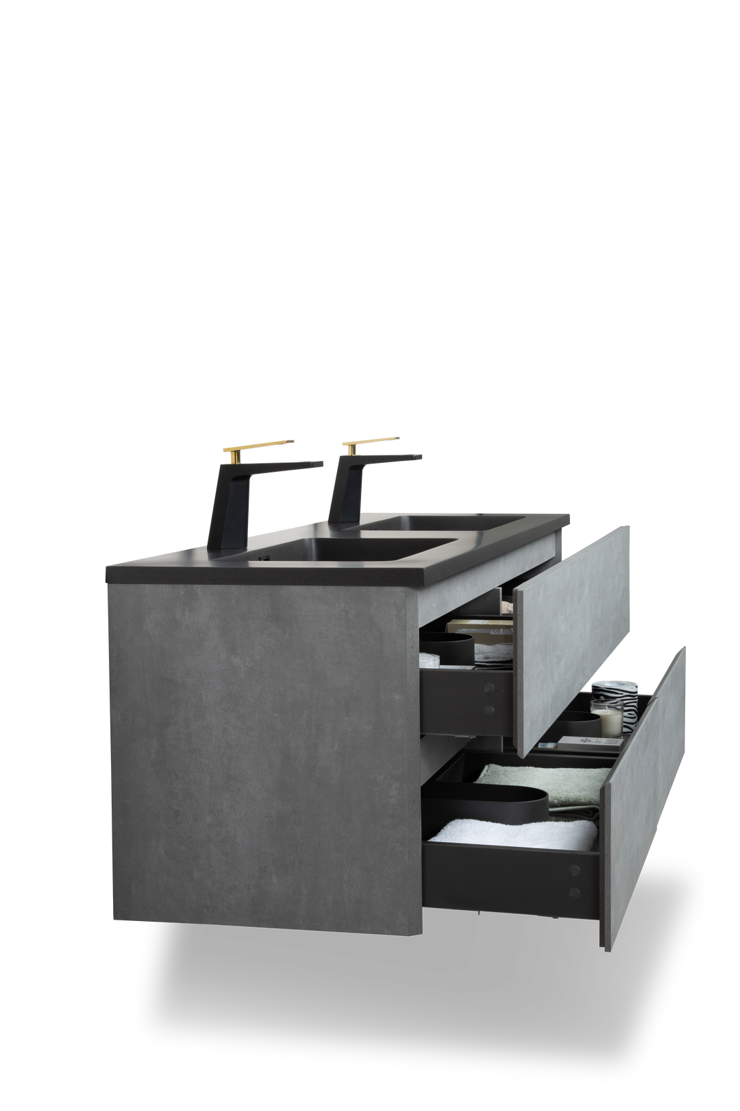 TONA EDI Floating Vanity with Black Quartz Countertop