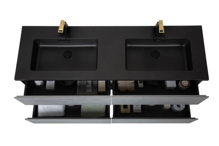 TONA EDI Floating Vanity with Black Quartz Countertop