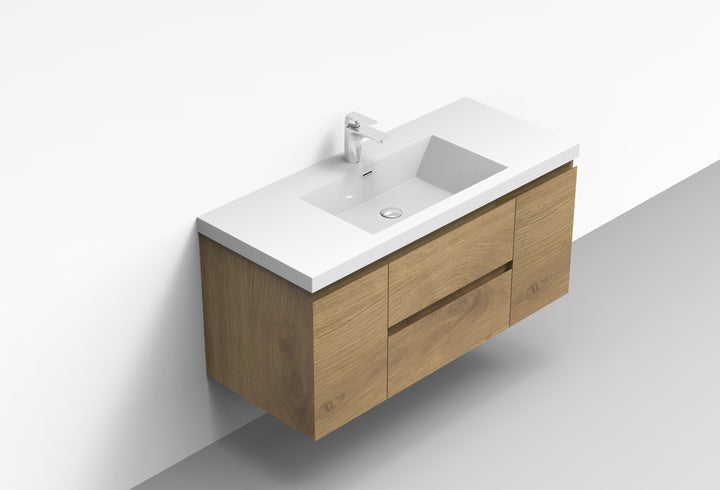 TONA ANGELA Floating Vanity single basin with White Countertop (24"-60")