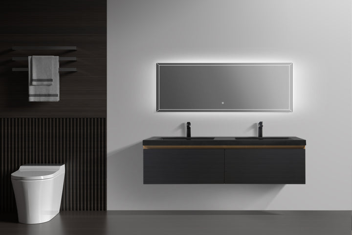 TONA Crius Floating Vanity with Black Quartz Countertop (30"-60")