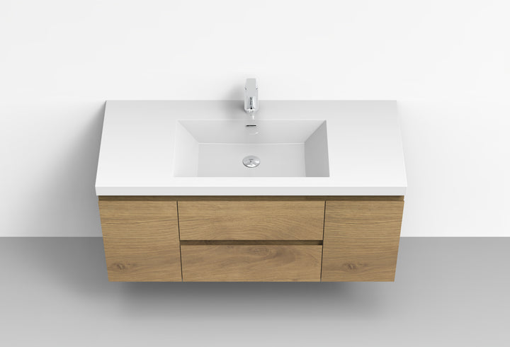 TONA ANGELA Floating Vanity single basin with White Countertop (24"-60")