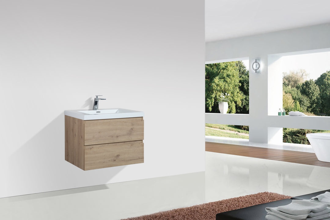 TONA ANGELA Floating Vanity single basin with White Countertop (24"-60")