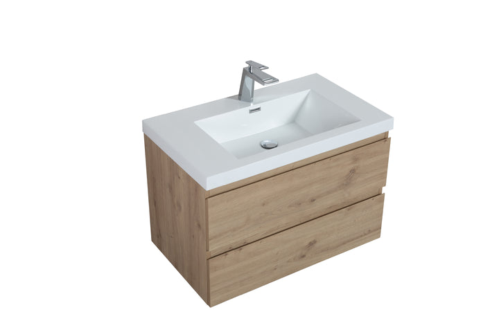 TONA ANGELA Floating Vanity single basin with White Countertop (24"-60")